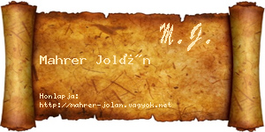 Mahrer Jolán névjegykártya